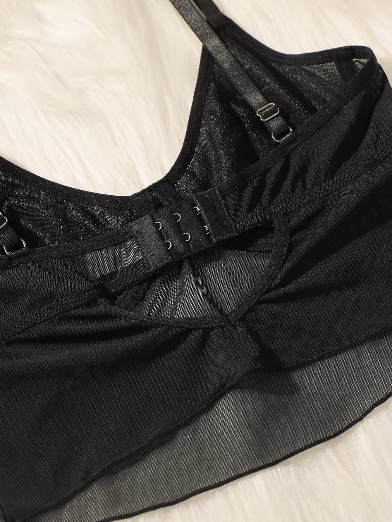 Women's Mesh Underwire Bra Sheer Lace Push Up Bralette with Adjustable Straps Bow Detail Sexy Lingerie Black