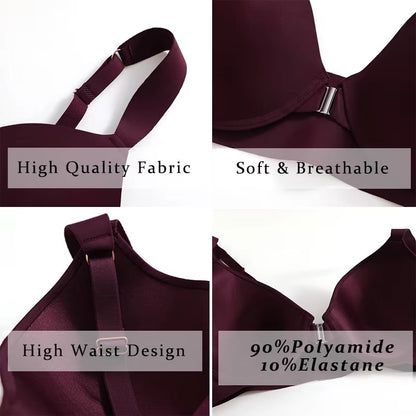 Seamless Push Up Bra Women Deep V Cup Underwear Front Closure Comfort Lingerie Adjustable Strap Plus Size Solid Color