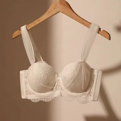 French Lace Bra for Women Big Chest Appears Small Push-up Bra Breast Collection Top Up Anti Sagging Large Size Lingerie GT8907