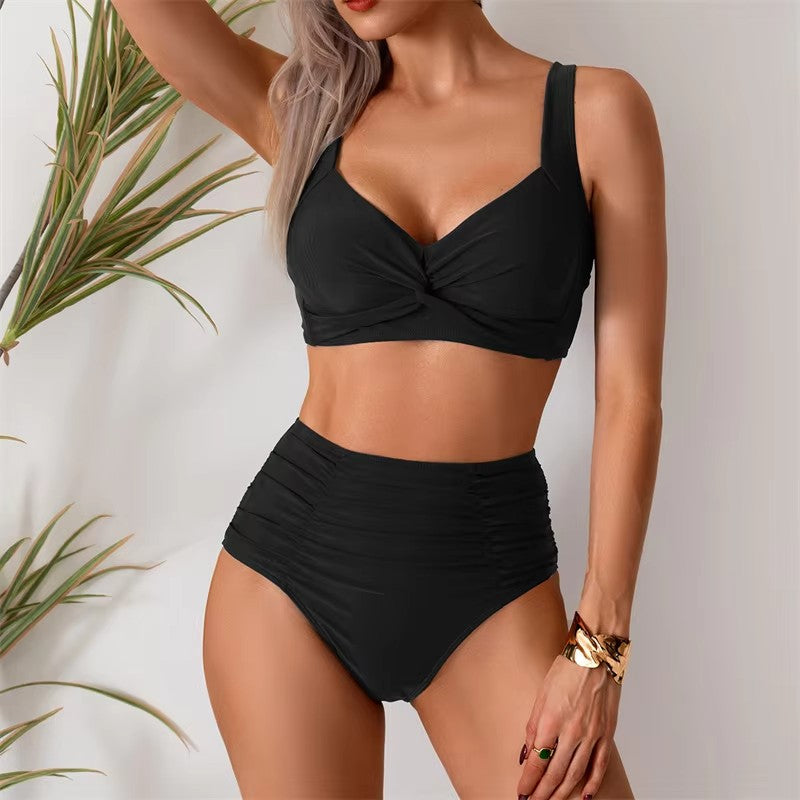 High Waist Women’s Two Piece Swimsuit Female Bikini Swimwear Beach Surfing Brazilian Classical Bathing Suits Ladies 2027