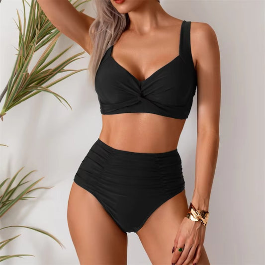 High Waist Women’s Two Piece Swimsuit Female Bikini Swimwear Beach Surfing Brazilian Classical Bathing Suits Ladies 2027