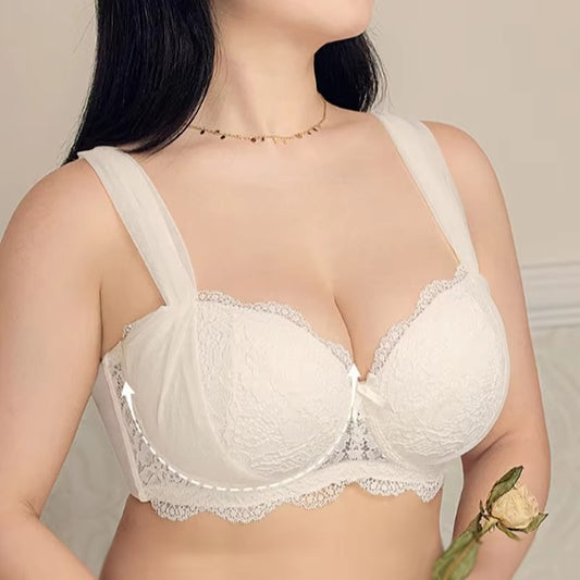 French Lace Bra for Women Big Chest Appears Small Push-up Bra Breast Collection Top Up Anti Sagging Large Size Lingerie GT8907