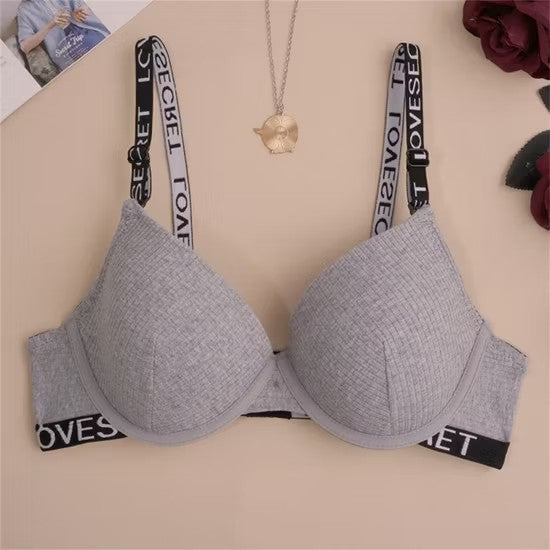 Letter Black Cotton Mold Fashion Adjustment Bra Simple Bra