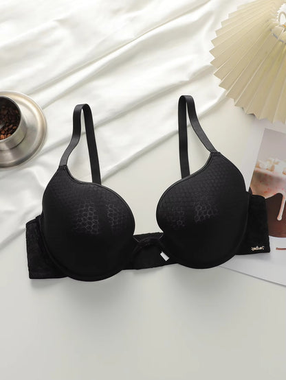 Women's sexy comfortable breathable mesh plus size bra deep U gathering push up suitable for full figured women