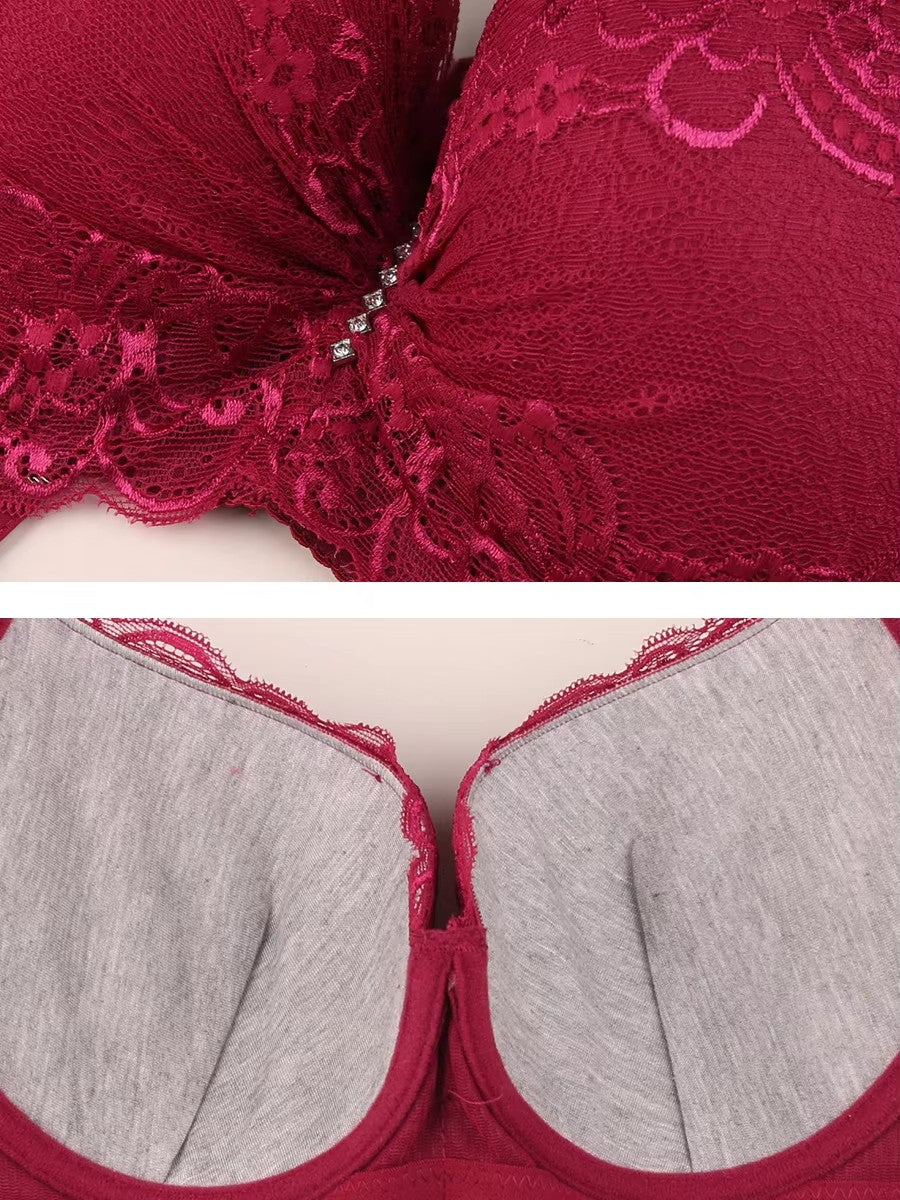 Plus Size Female Lace Bra Thin Bralette 80-105 C/D Cup Push Up Brassiere Widening Side 4-Row Button Bras Absorbs Sweat