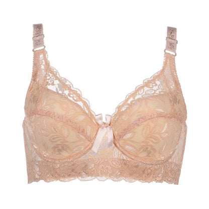 Hot Full cup thin underwear small bra plus size undewire adjustable lace Women's bra breast cover B C D Large size Lace Bras