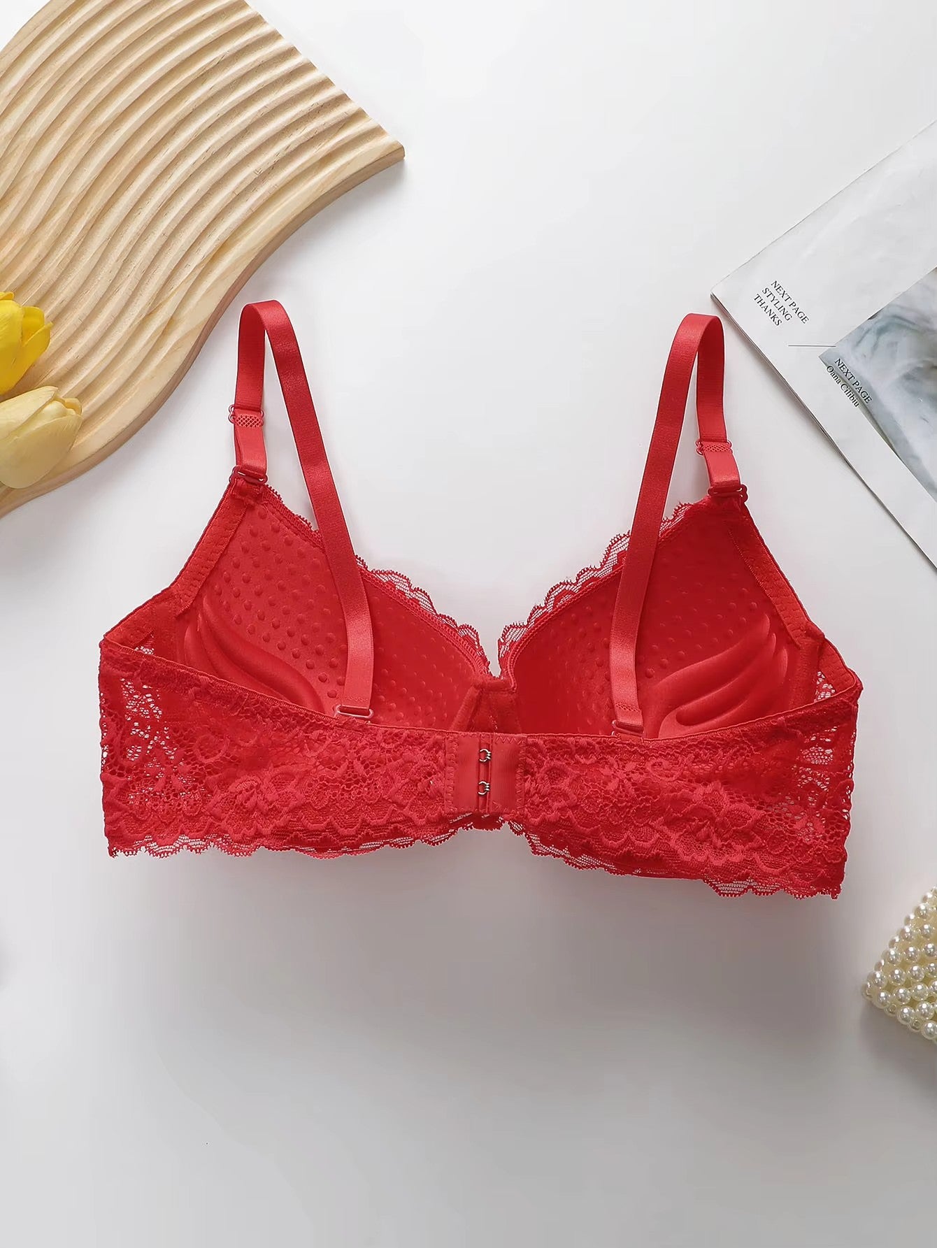 Women's sexy embroidered lace lingerie with steel rims gathered push ups adjustable shoulder straps comfortable fit bra A3194