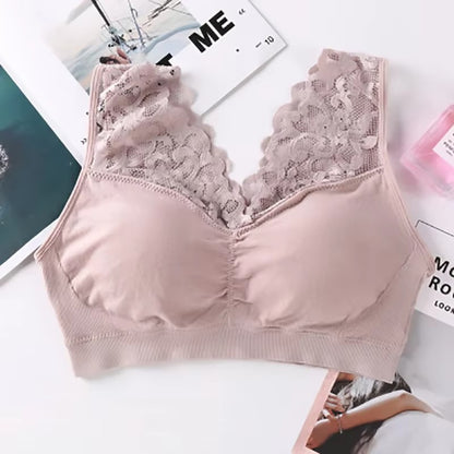 Women Sexy Lace Bra Seamless Wireless Push Up Running Sports Paded Bra Cozy Chest tube Top bralette Vest