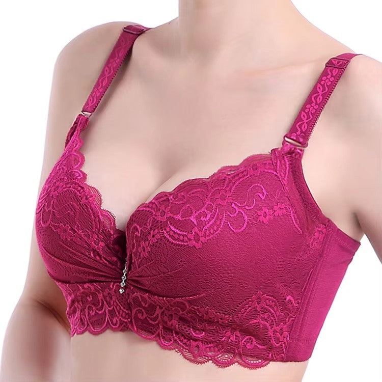 Plus Size Female Lace Bra Thin Bralette 80-105 C/D Cup Push Up Brassiere Widening Side 4-Row Button Bras Absorbs Sweat