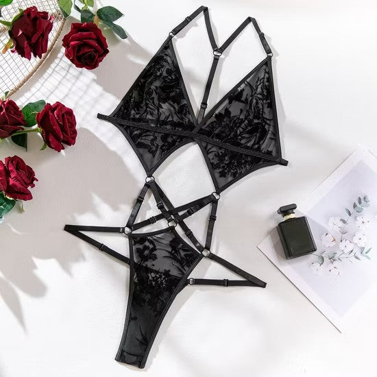 Hollowed out Backless One-Piece Bra Set How Sell High Quality Temptation Lingerie