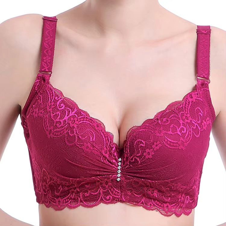 Plus Size Female Lace Bra Thin Bralette 80-105 C/D Cup Push Up Brassiere Widening Side 4-Row Button Bras Absorbs Sweat