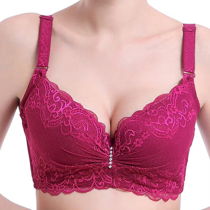 Plus Size Female Lace Bra Thin Bralette 80-105 C/D Cup Push Up Brassiere Widening Side 4-Row Button Bras Absorbs Sweat