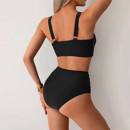 High Waist Women’s Two Piece Swimsuit Female Bikini Swimwear Beach Surfing Brazilian Classical Bathing Suits Ladies 2027