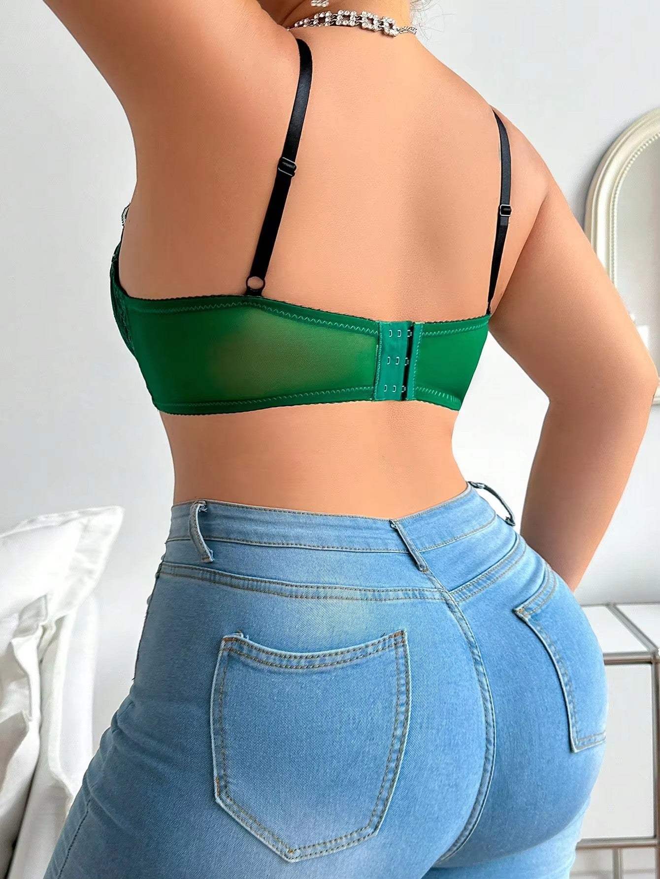 Women's Sexy Plus Size Underwear Half Cup Pull Together Solid Lace Design Suitable for Full Women