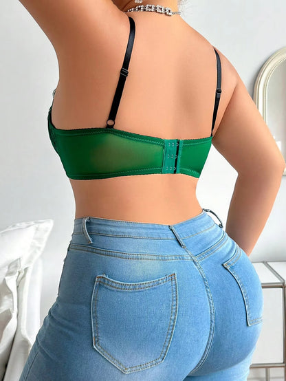Women's Sexy Plus Size Underwear Half Cup Pull Together Solid Lace Design Suitable for Full Women