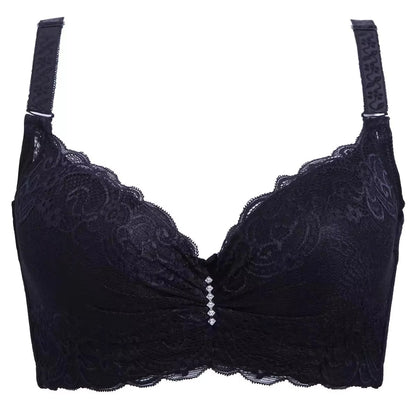 Plus Size Female Lace Bra Thin Bralette 80-105 C/D Cup Push Up Brassiere Widening Side 4-Row Button Bras Absorbs Sweat
