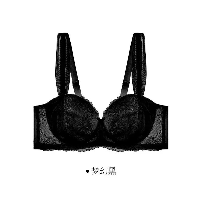 French Lace Bra for Women Big Chest Appears Small Push-up Bra Breast Collection Top Up Anti Sagging Large Size Lingerie GT8907