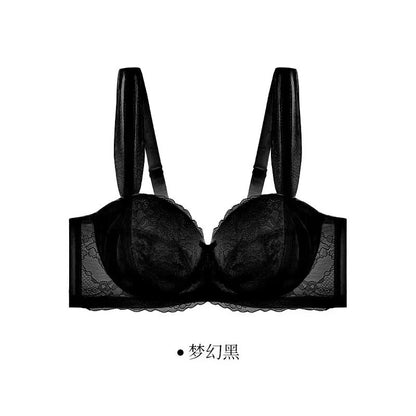 French Lace Bra for Women Big Chest Appears Small Push-up Bra Breast Collection Top Up Anti Sagging Large Size Lingerie GT8907