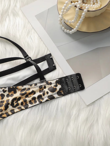 Women's sexy leopard print lingerie with steel rims gathered push ups adjustable shoulder straps comfortable daily fit bra B1140