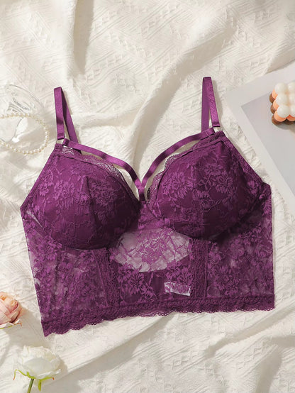 Plus Size Lace Bra for Women Underwire Non Padded Full Coverage Unlined Breathable Lingerie Sexy Bras Big Cup Daily Wear