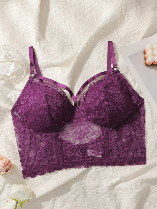 Plus Size Lace Bra for Women Underwire Non Padded Full Coverage Unlined Breathable Lingerie Sexy Bras Big Cup Daily Wear