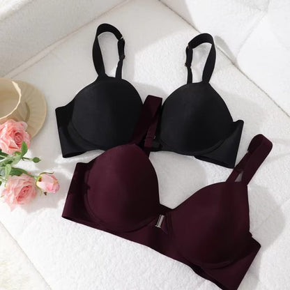 Seamless Push Up Bra Women Deep V Cup Underwear Front Closure Comfort Lingerie Adjustable Strap Plus Size Solid Color