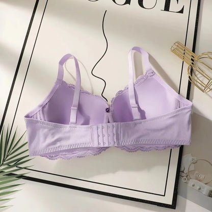 Sexy Purple Lace Underwire Padded Push Up Bra for Plus Size Women Full Coverage Support Bras Comfortable Everyday Wear Lingerie